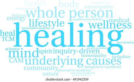 Healing word cloud on a white background. 