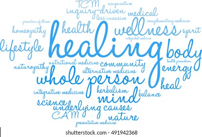 Healing word cloud on a white background. 