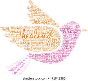 Healing word cloud on a white background. 