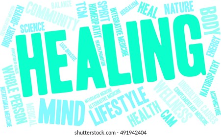 Healing word cloud on a white background. 