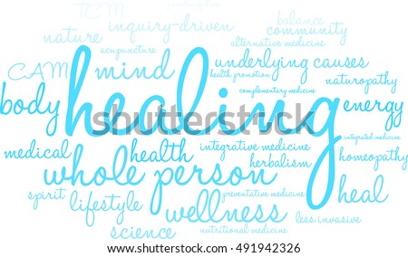 Healing word cloud on a white background. 