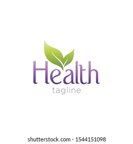 Healtcare logo template with leaf icon concept