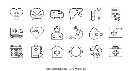 Healtcare web banner icon set outline multistyle vector illustrations concept