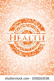 Health abstract orange mosaic emblem with background