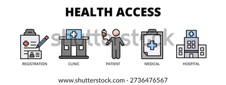 Health Access web banner icon vector illustration concept for registration, clinic, patient, medical, and hospital.