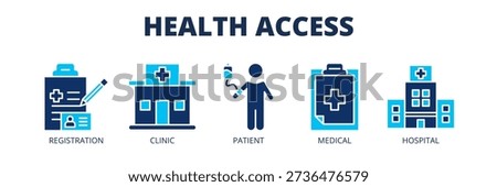 Health Access web banner icon vector illustration concept for registration, clinic, patient, medical, and hospital.
