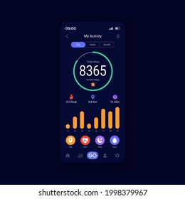 Health analysis smartphone interface vector template. Mobile app page design layout. Modern functionality in sport. Body condition on smartphone screen. Flat UI for application. Phone display