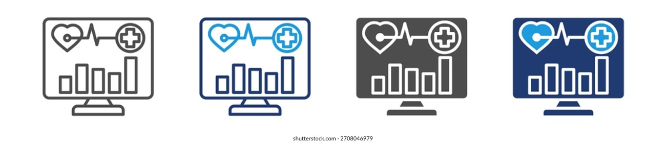 health analytics icon set multiple style
