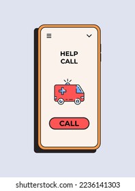 Health app. Call help health in your phone. Online tele medicine flat concept. Medical consultation. Vector illustration