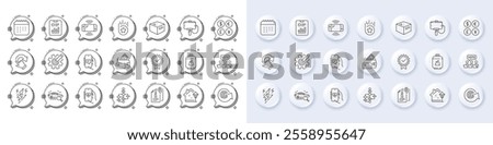 Health app, Cogwheel and Money currency line icons. White pin 3d buttons, chat bubbles icons. Pack of Online voting, Lightning bolt, Gas cylinder icon. Vector