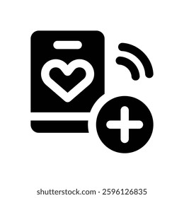 health app glyph icon. Strong and solid vector icon for websites, mobile interfaces, presentations, and visual branding. High quality and easy to edit.