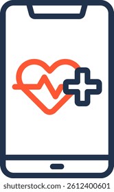 Health App Icon Color Line Vector Illustration