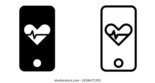 health app icon, sign, or symbol in glyph and line style isolated on transparent background. Vector illustration