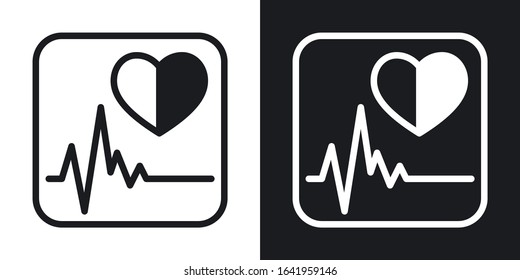 Health app icon for smartphone, tablet, laptop or other smart device with mobile interface. Minimalistic two-tone version on black and white background