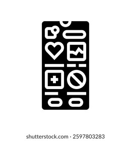 health app interface personalized tech glyph icon vector. health app interface personalized tech sign. isolated symbol illustration