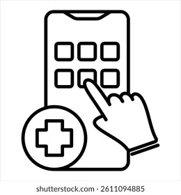 Health App Line Icon Vector Illustration