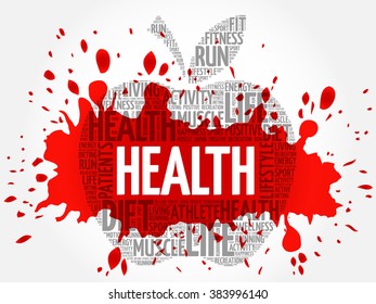 Health apple word cloud concept