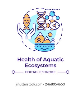 Health of aquatic ecosystems multi color concept icon. Ecology preservation, eco friendly. Round shape line illustration. Abstract idea. Graphic design. Easy to use in infographic, presentation