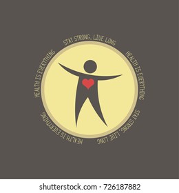 Health Awareness Logo with Red Hearth on People