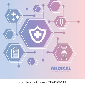 health background with medical icons poster