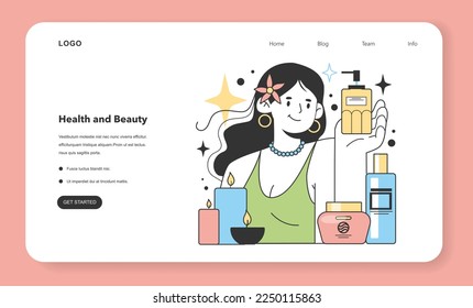 Health and beauty business web banner or landing page. Industries and areas for a starting and developing a new start-up, local business. Potential for growth and success. Flat Vector Illustration