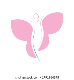Health and beauty Flat design logo concept : woman's body and butterfy
Logo for beauty salon massage cosmetics spa or medical clinic. 