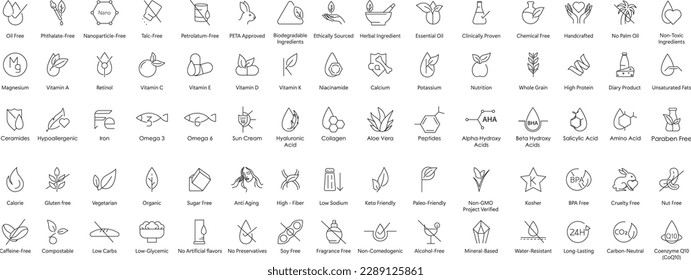 health and beauty icons set includes a versatile collection of vector illustrations for your health and beauty designs. From skincare to nutrition, we've got you covered with over 70 icons - Shutterstock ID 2289125861
