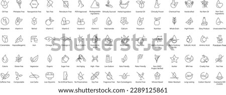 health and beauty icons set includes a versatile collection of vector illustrations for your health and beauty designs. From skincare to nutrition, we've got you covered with over 70 icons Stock foto © 
