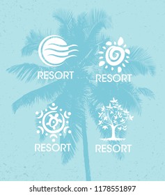 Health And Beauty Organic Spa Retreat Massage Sign. Holistic Mental Health Yoga Center Creative Vector Concept On Palm Tree Organic Background.