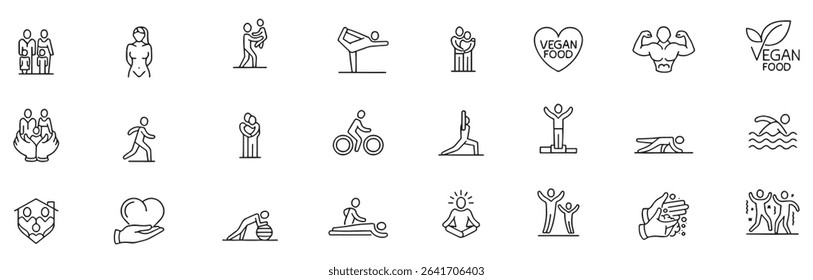 health beauty outline icon set editable stroke