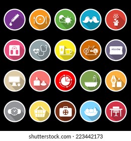 Health behavior flat icons with long shadow, stock vector