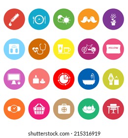 Health Behavior Flat Icons On White Background, Stock Vector