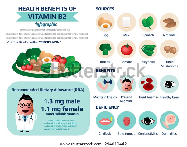 Health Benefits Information Vitamin B2 Riboflavin Stock Vector (Royalty ...