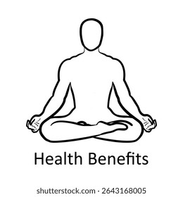 Health Benefits – Yoga and Balance Pose Representing Active Healthy Lifestyle Hand drawn icon