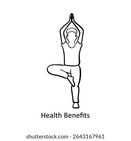 Health Benefits – Yoga Pose Representing Wellness Hand drawn icon