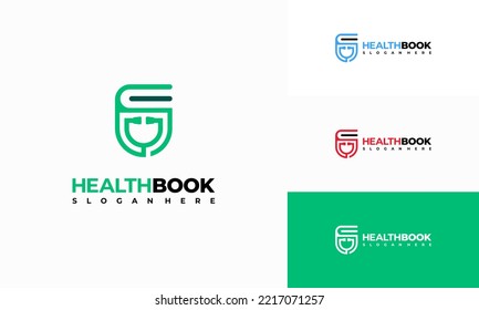 Símbolo del concepto del logotipo del libro de salud, símbolo del logotipo de la educación de la salud, icono del logotipo de la sanidad