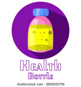 health bottle flat icon. Round colorful button, Vaccination circular vector sign, logo illustration