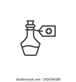 Health bottle line icon. linear style sign for mobile concept and web design. Magic potion bottle outline vector icon. Symbol, logo illustration. Vector graphics