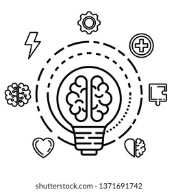 health brain inside creative bulb idea