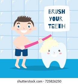 Health campaign for kid campaign poster. Brush your teeth campaign
