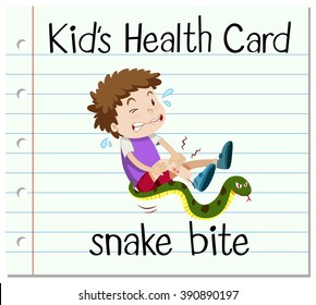 Health Card With Boy And Snake Bite Illustration