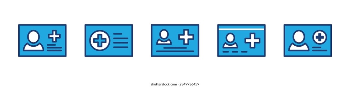 Health card icons set. health identity or ID card icon symbol in colors style. Vector illustration