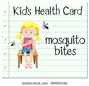 Health card with mosquito bites illustration