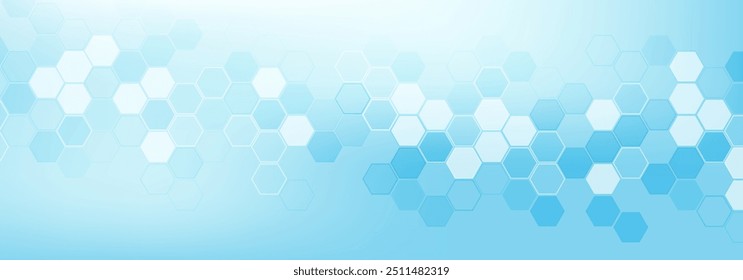 Saúde fundo abstrato com hexágonos, linhas e pontos. Conceito de modelo de banner de inovação médica. Biologia e tecnologia farmacêutica. Ilustração vetorial