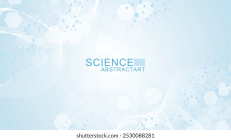 Health care abstract background with hexagons, lines and dots. Medical innovation banner template concept. Biology and pharmaceutical technology background. Vector illustration.