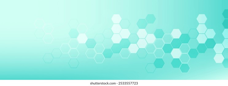 Health care abstract background with hexagons, lines and dots. Medical innovation banner template concept. Biology and pharmaceutical technology background.  illustration.