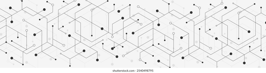 Saúde fundo abstrato com hexágonos, linhas e pontos. Conceito de modelo de banner de inovação médica. Biologia e tecnologia farmacêutica. ilustração.