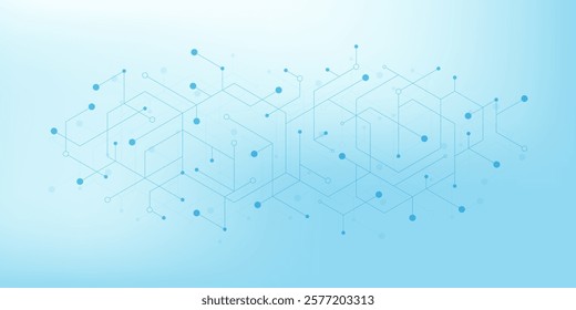 Health care abstract background with hexagons, lines and dots. Medical innovation banner template concept. Biology and pharmaceutical technology background. illustration.