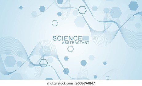 Health care abstract background with hexagons, lines and dots. Medical innovation banner template concept. Biology and pharmaceutical technology background. illustration.