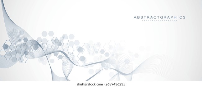 Health care abstract background with hexagons, lines and dots. Medical innovation banner template concept. Biology and pharmaceutical technology background. Vector illustration.